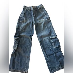 Vanilla Star Women’s Denim Cargo Pants in Faded Blue